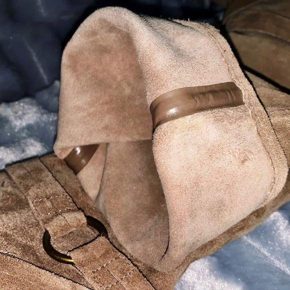 DKNYC Alina Wedge Heel Soft Suede Mid Calf Boots Taupe Size 8 NWT - Picture 8 of 14